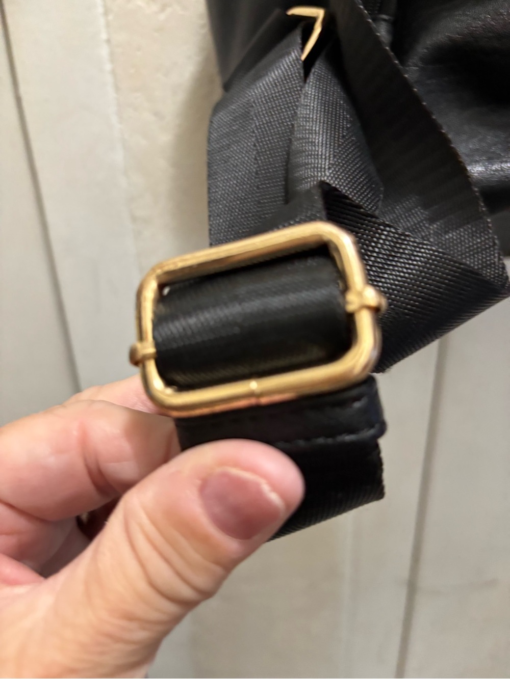 Madison West Black Shoulder Bag with Gold Logo Plate - Picture 4 of 7